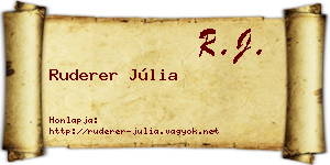 Ruderer Júlia névjegykártya