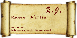Ruderer Júlia névjegykártya